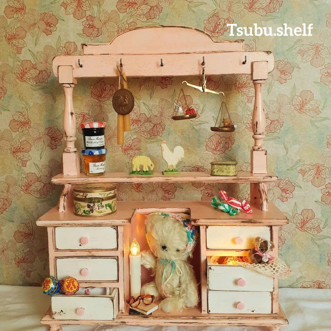 アンティーク・ヴィンテージ調　シャビー　ドロワー　シェルフ　置き型