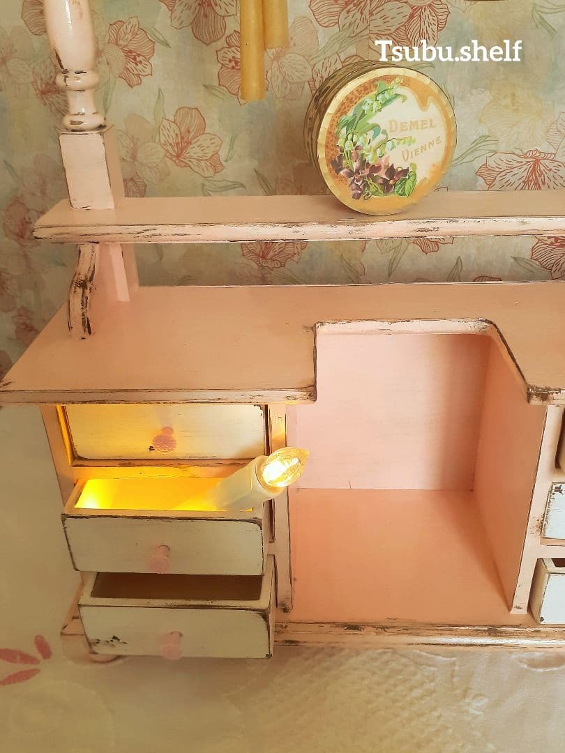 アンティーク・ヴィンテージ調　シャビー　ドロワー　シェルフ　置き型