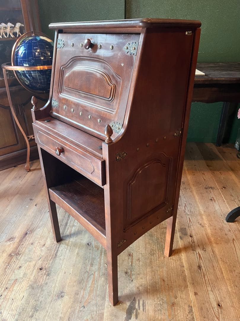 ._.*＊希少 オールドカリモク ライティングビューロー 机 小ぶりデスク