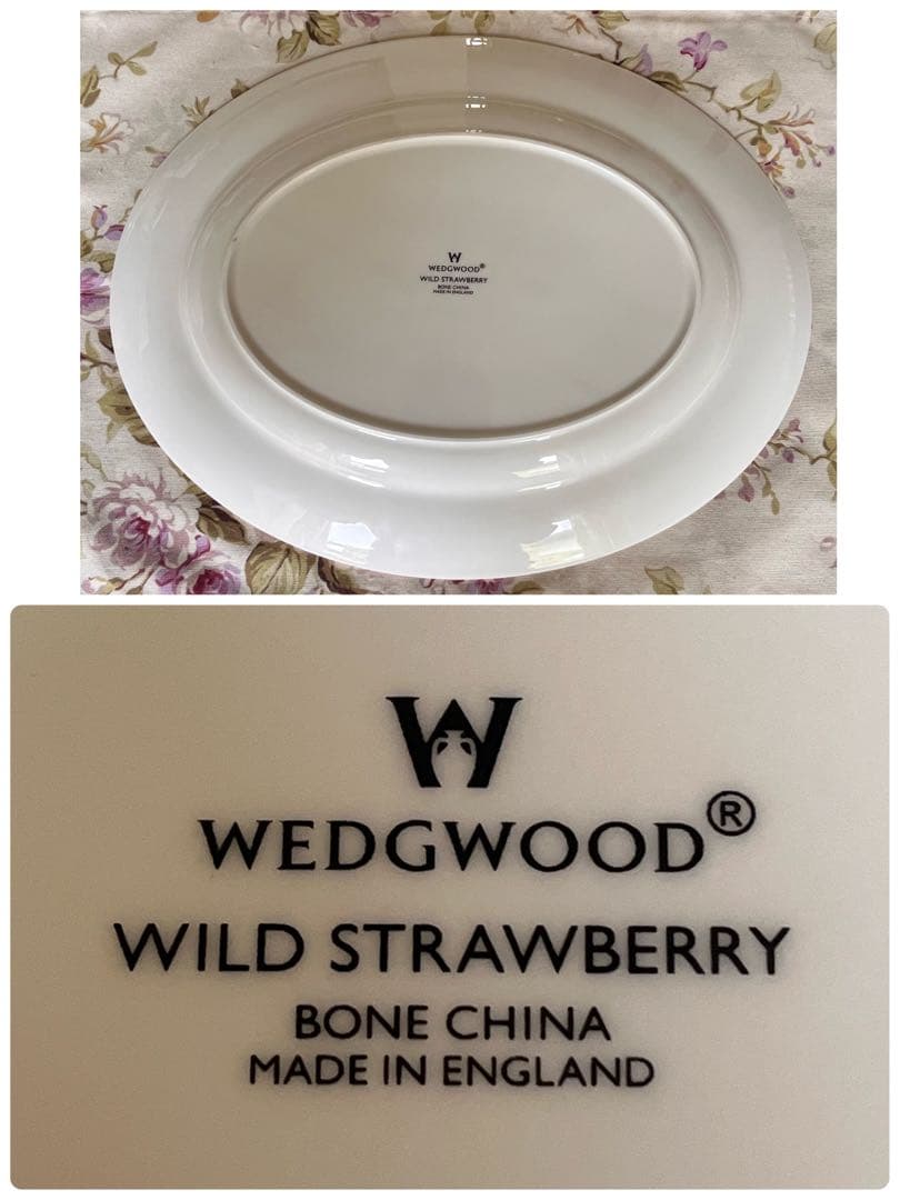 【美品】英国製　ウェッジウッド★ワイルドストロベリー★オーバルパーティプレート②