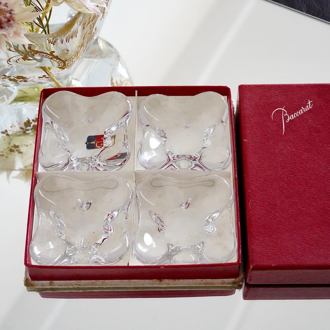 ★希少美品★オールドバカラBACCARAT 花びら型バターディッシュ 4客セット