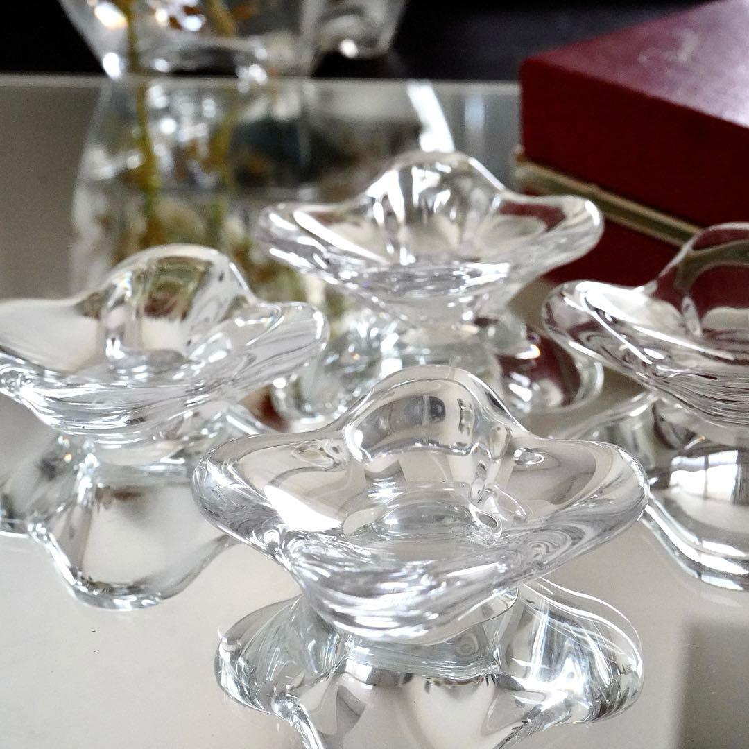 ★希少美品★オールドバカラBACCARAT 花びら型バターディッシュ 4客セット