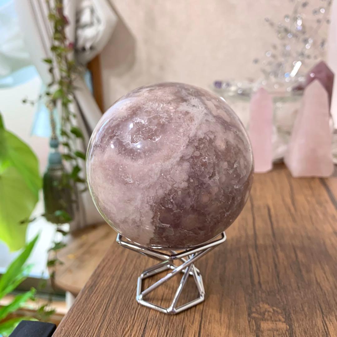 ピンクアメジストフラワーアゲート　大玉　スフィア　8cm ブラジル産