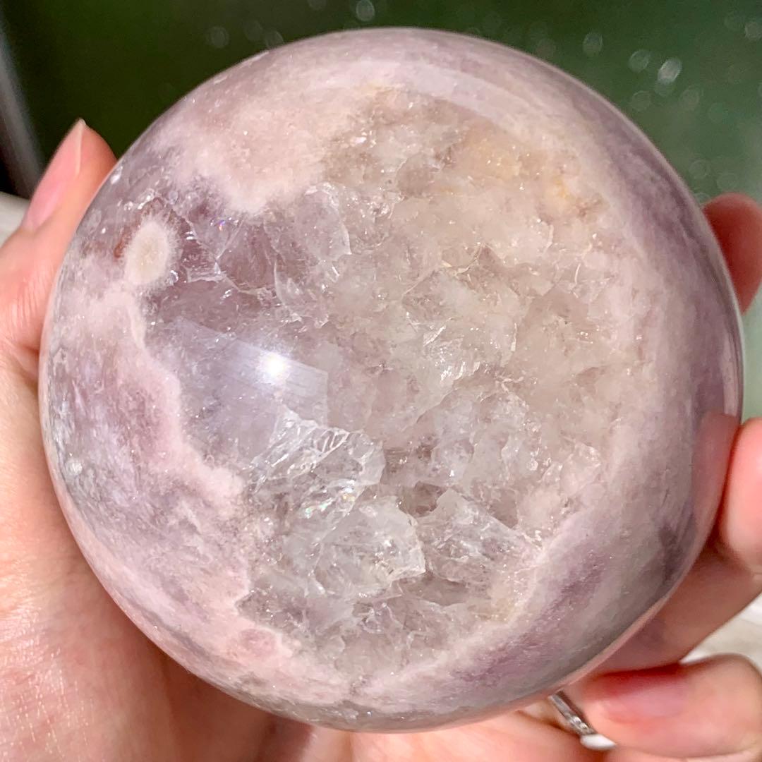 ピンクアメジストフラワーアゲート　大玉　スフィア　8cm ブラジル産