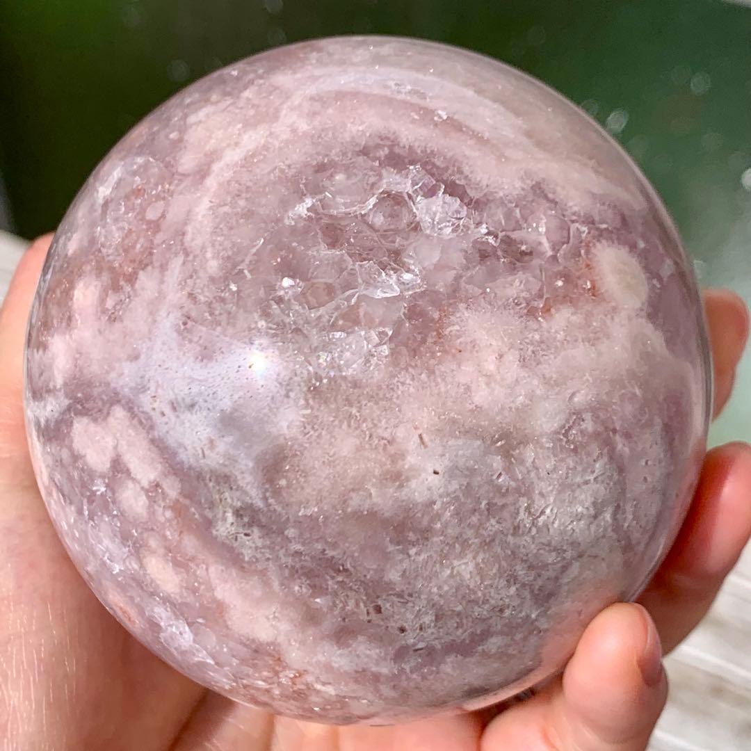 ピンクアメジストフラワーアゲート　大玉　スフィア　8cm ブラジル産