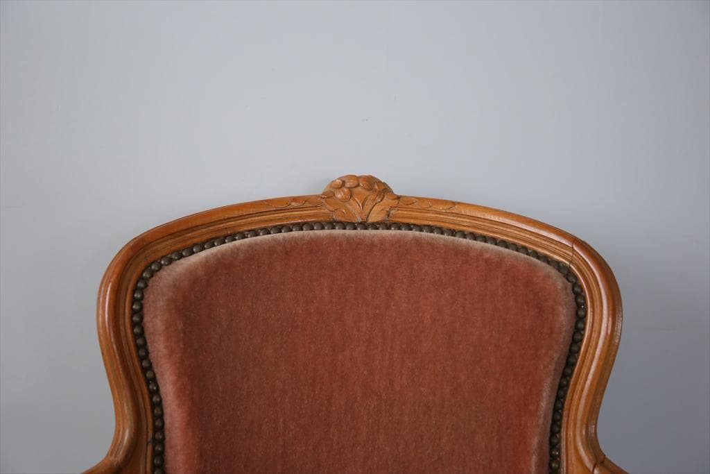 フランスアンティーク猫脚サロンチェア/肘掛けイス/アームソファ(89-132-2