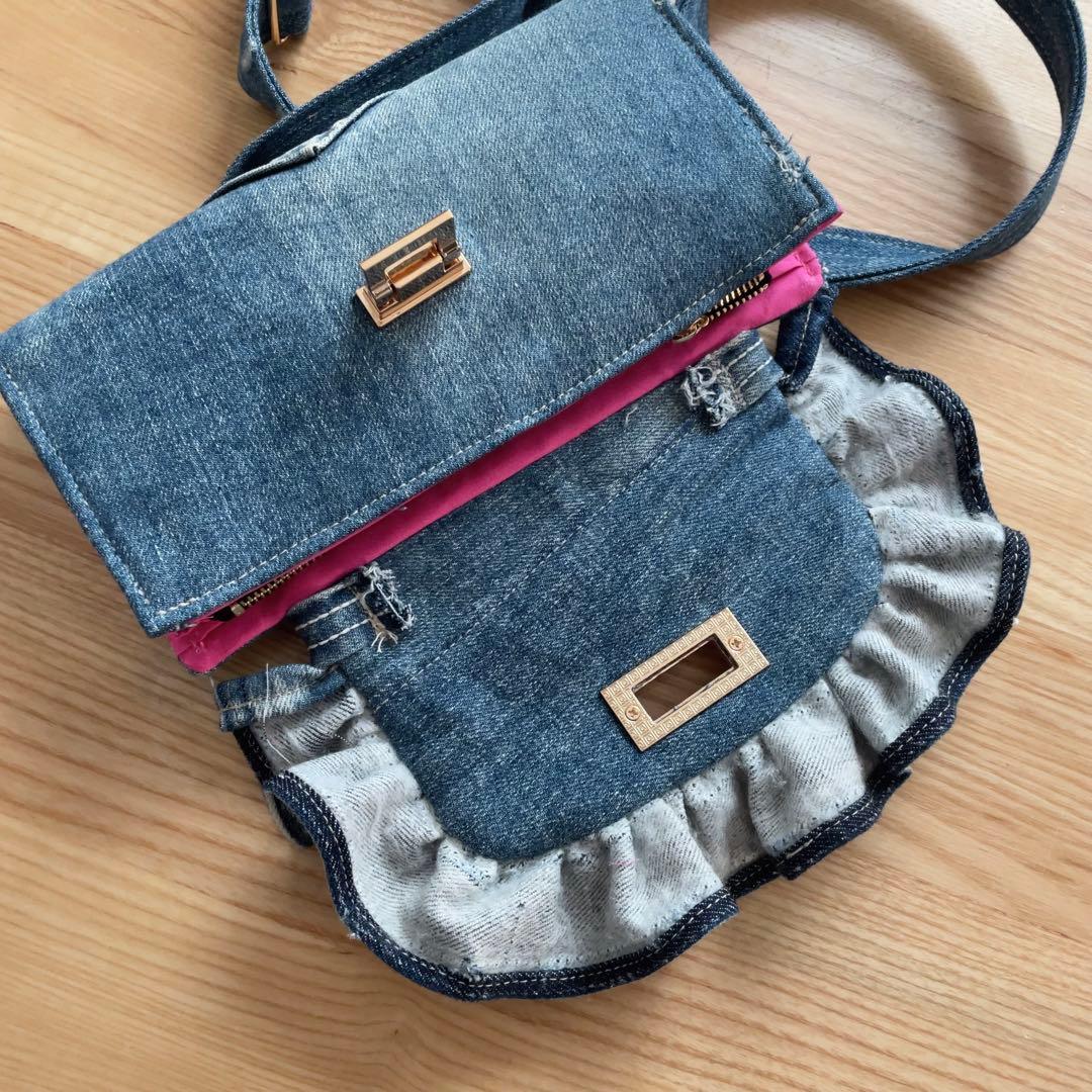 デニム リメイク フリルウォレット ショルダー 2点セット