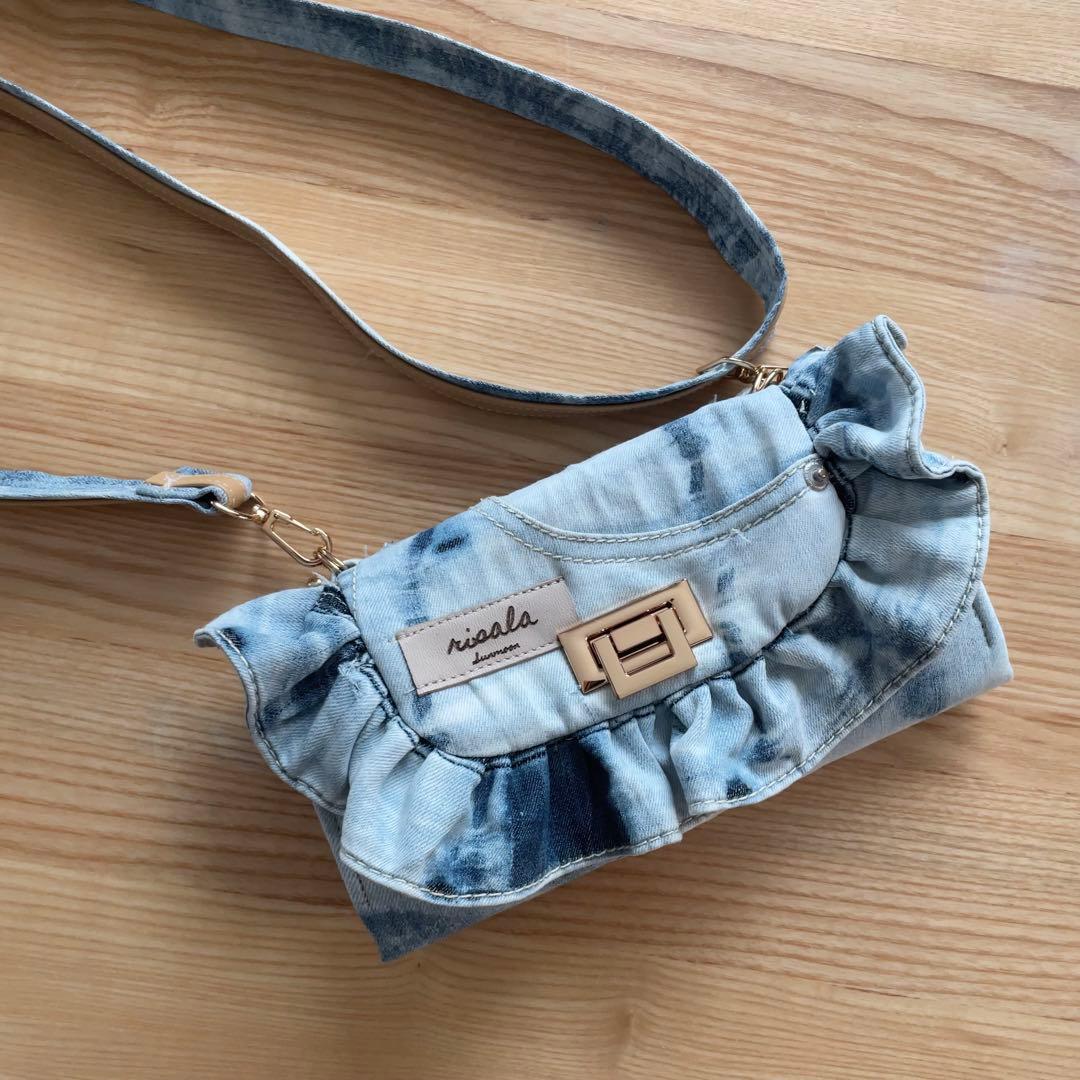 デニム リメイク フリルウォレット ショルダー 2点セット