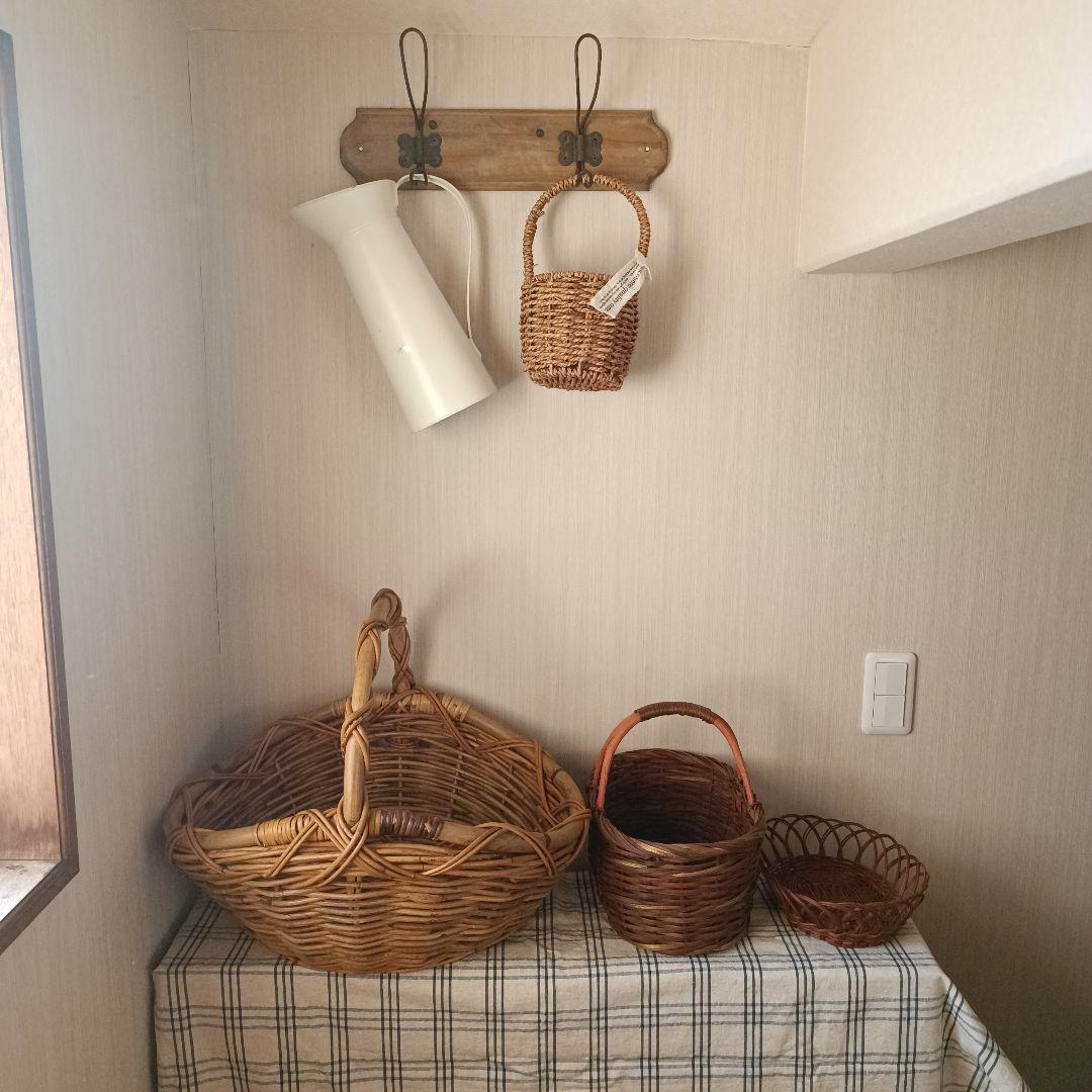 カゴ 籠4点+水差し 計5点 まとめ売り シャビーシック フレンチ ピッチャー