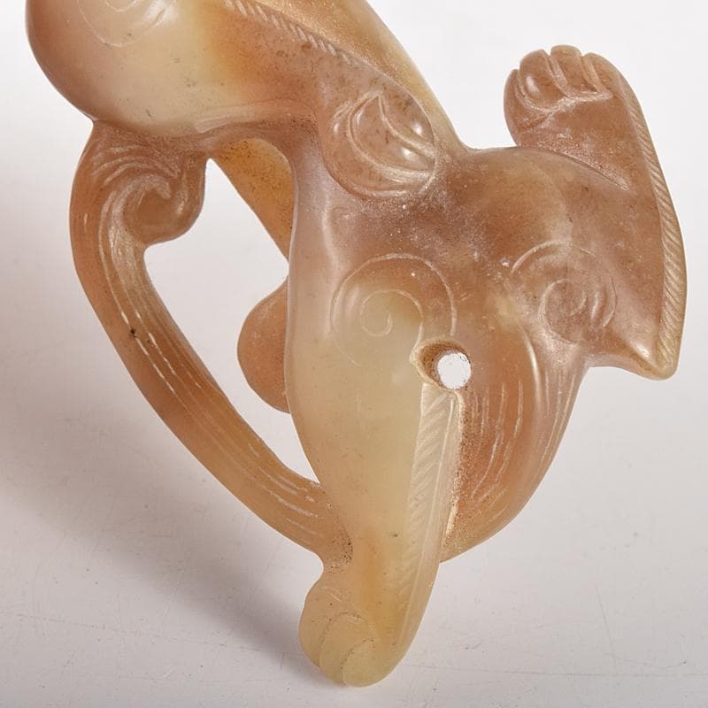 中国　玉石彫刻　神獣　根付　紙鎮　置物　4点まとめて　D　R8460