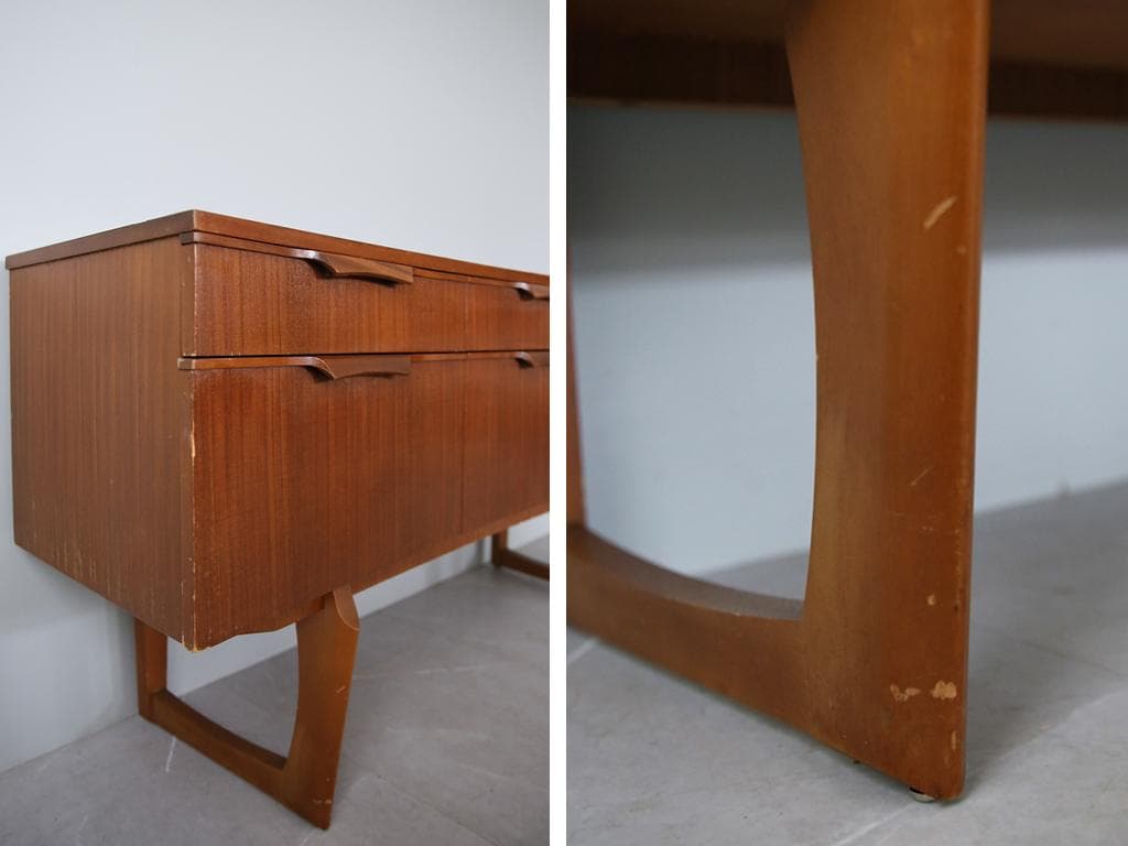 英国アンティークチーク古木サイドボード/木製机/テレビ台キャビネット92-250