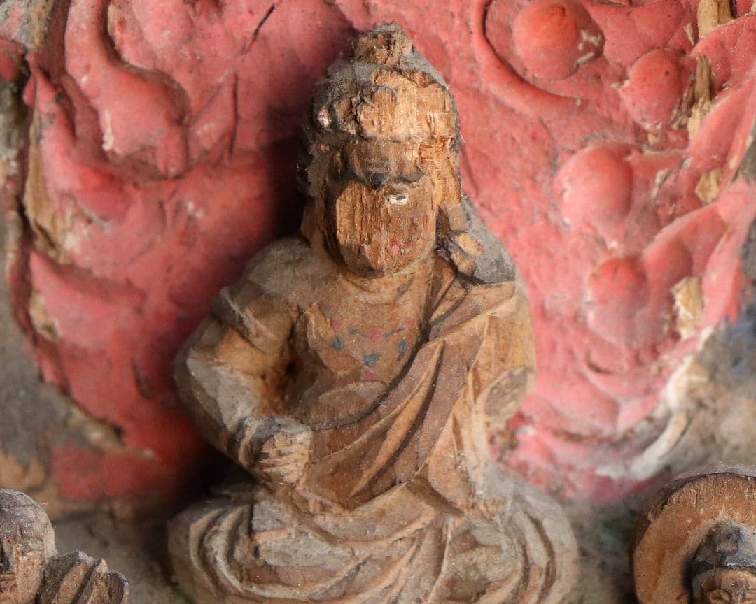 時代 木彫 彩色 不動明王 仏像 高11.3cm 木造 仏教美術【MA467】