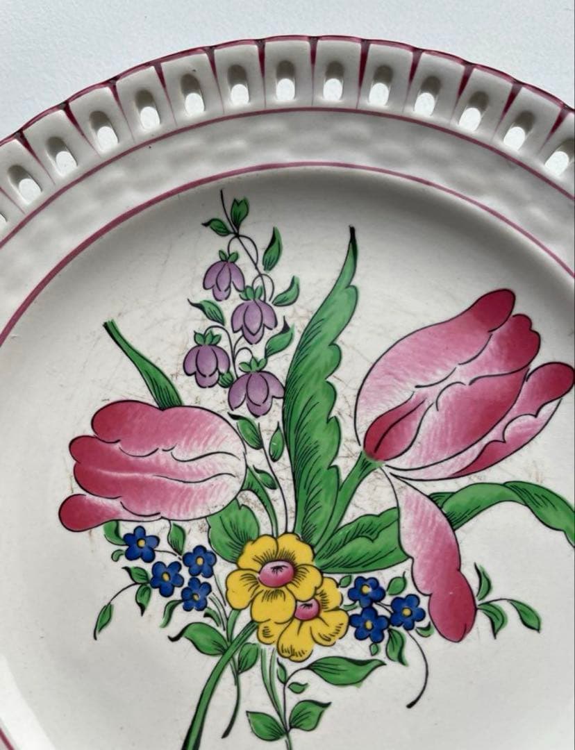 希少　Luneville パニエ　デザート皿　薔薇とチューリップ皿おまとめ