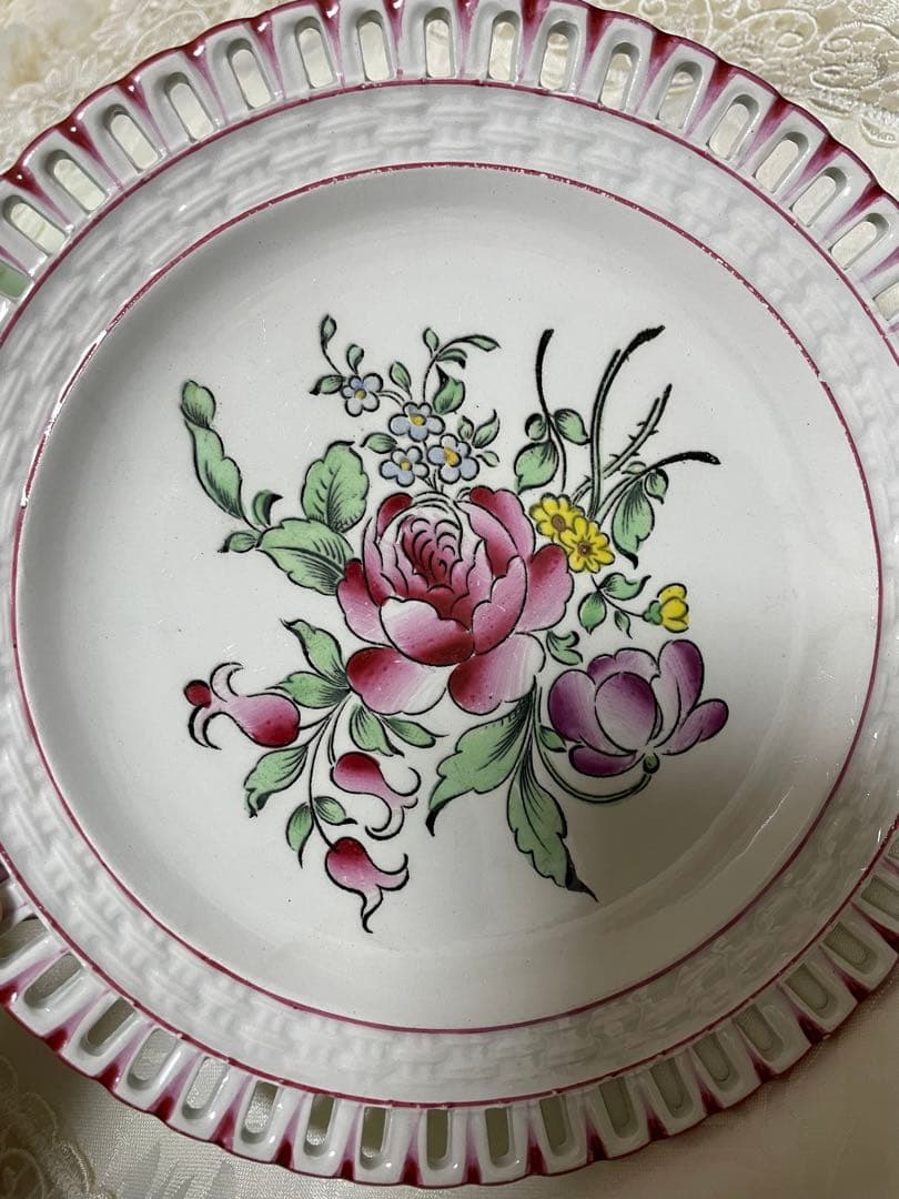 希少　Luneville パニエ　デザート皿　薔薇とチューリップ皿おまとめ