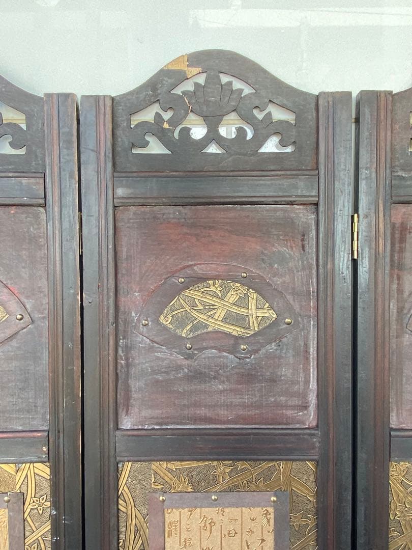 唐物 中国风の骨董品木屏風　年代不詳骨董品　入手困難 割引相談可3