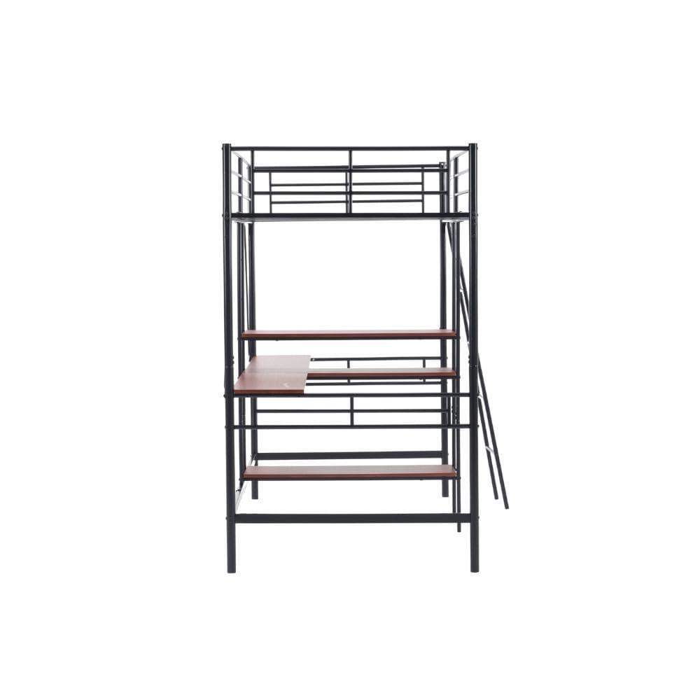 2025年新作 ロフトベッド シングル 収納棚付き 北欧風 木目 子供ベッド