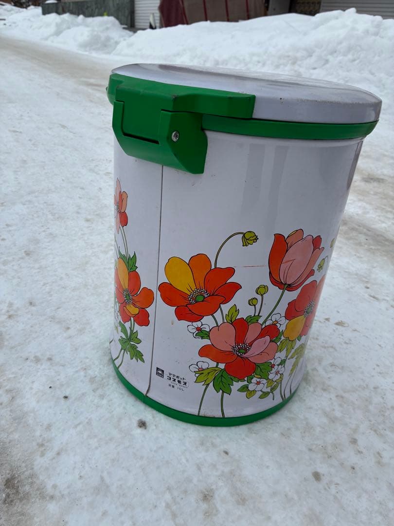 昭和レトロ ペダル式 ゴミ箱 ダストボックス 花柄　レトロポップ