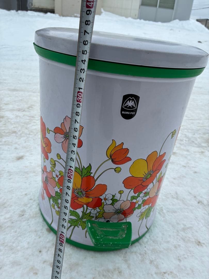 昭和レトロ ペダル式 ゴミ箱 ダストボックス 花柄　レトロポップ