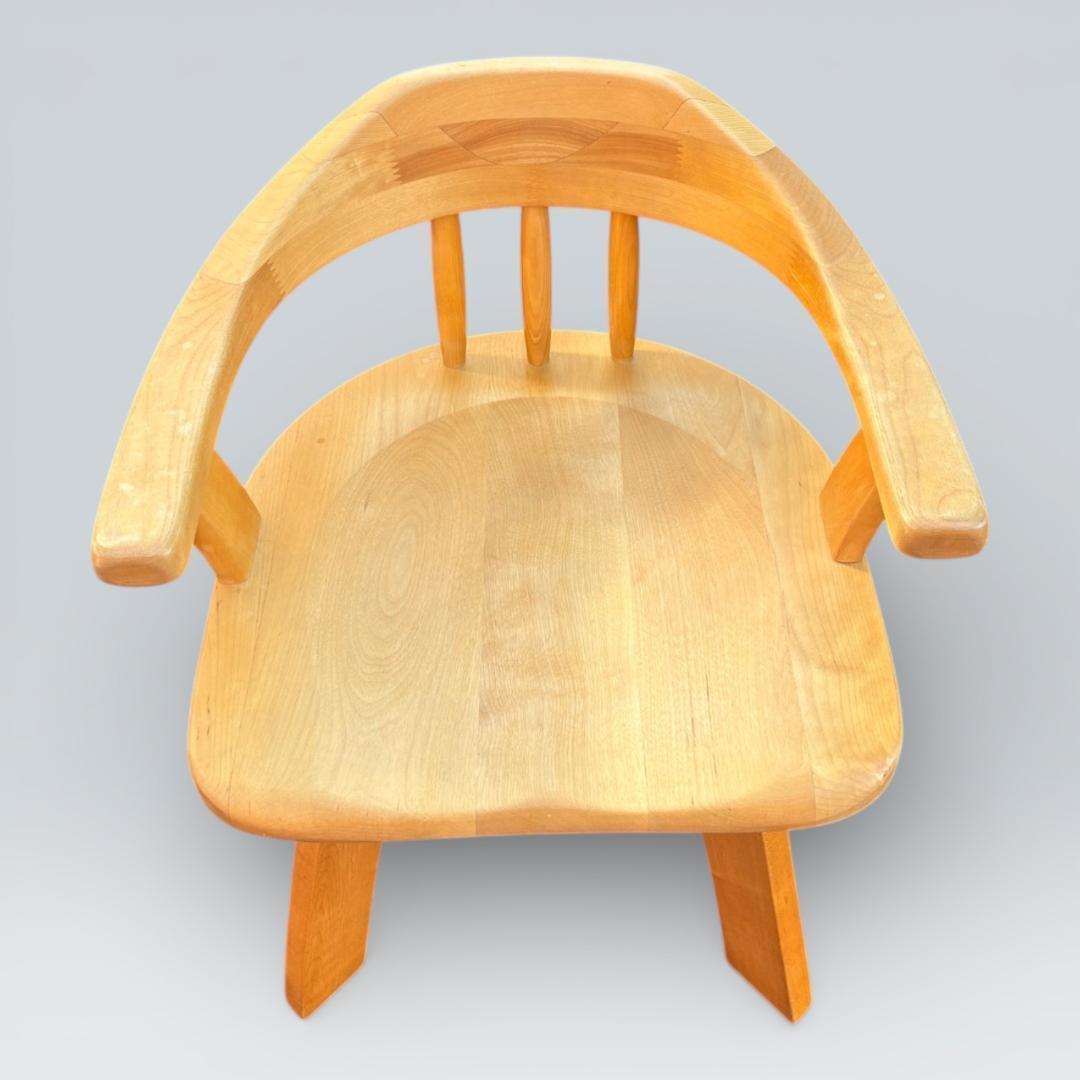 最終価格】大川家具 回転ダイニングチェア 肘付き 幅58cm 天然木①