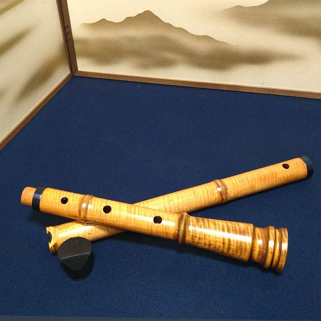 AH57 尺八 完全正律官 二尺三寸官 都山流 胡蝶 歌口カバー ワダ楽器 美品