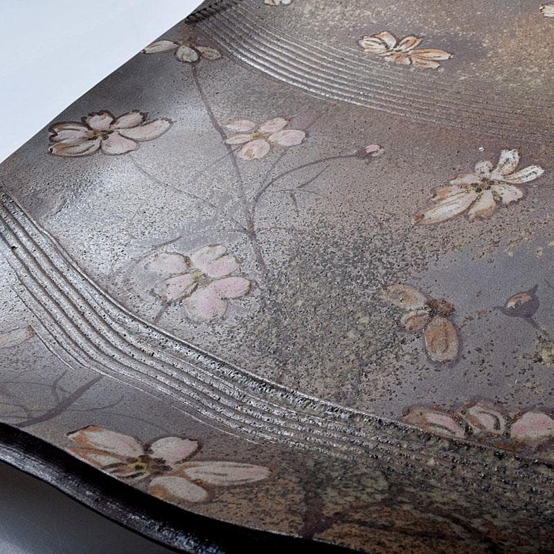 益子焼 堀越美紀作 自然釉 秋桜文 長皿 共箱 N 8681D - メルカリ