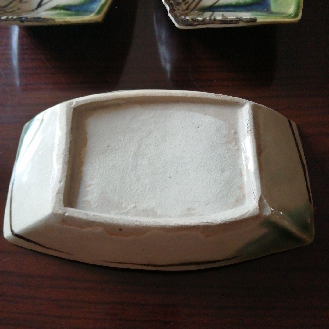 瀬戸焼　織部舟形長皿　10枚　15.4cm　大正～昭和初期