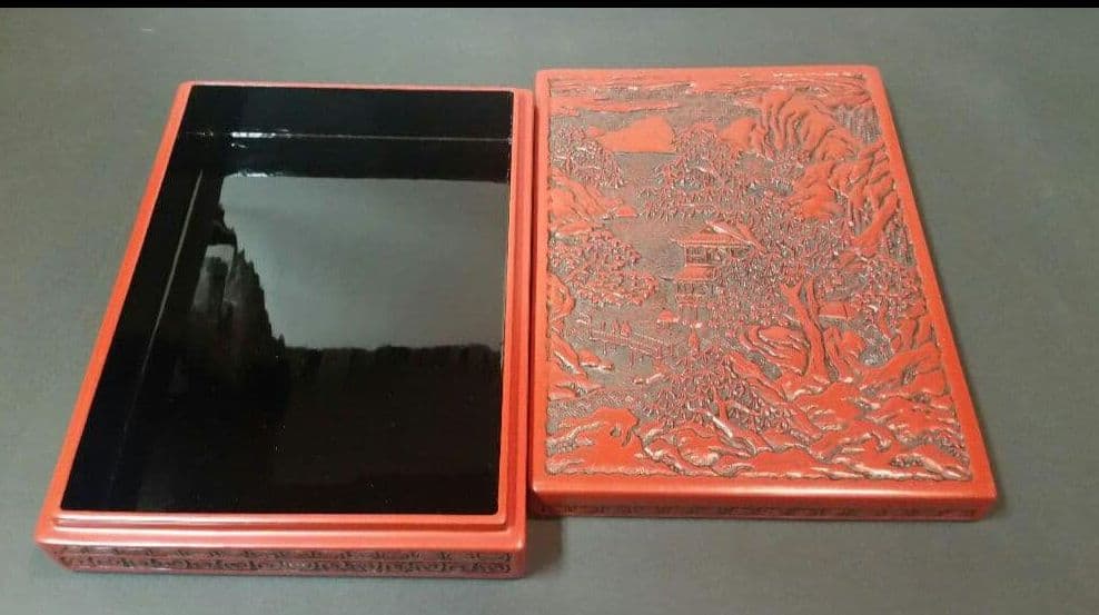 82*215仙台堆朱 漆芸 漆器 木箱 硯箱 工芸品 骨董