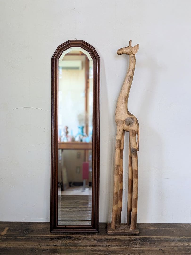 クラシックな木製 全身鏡 アンティーク 姿見