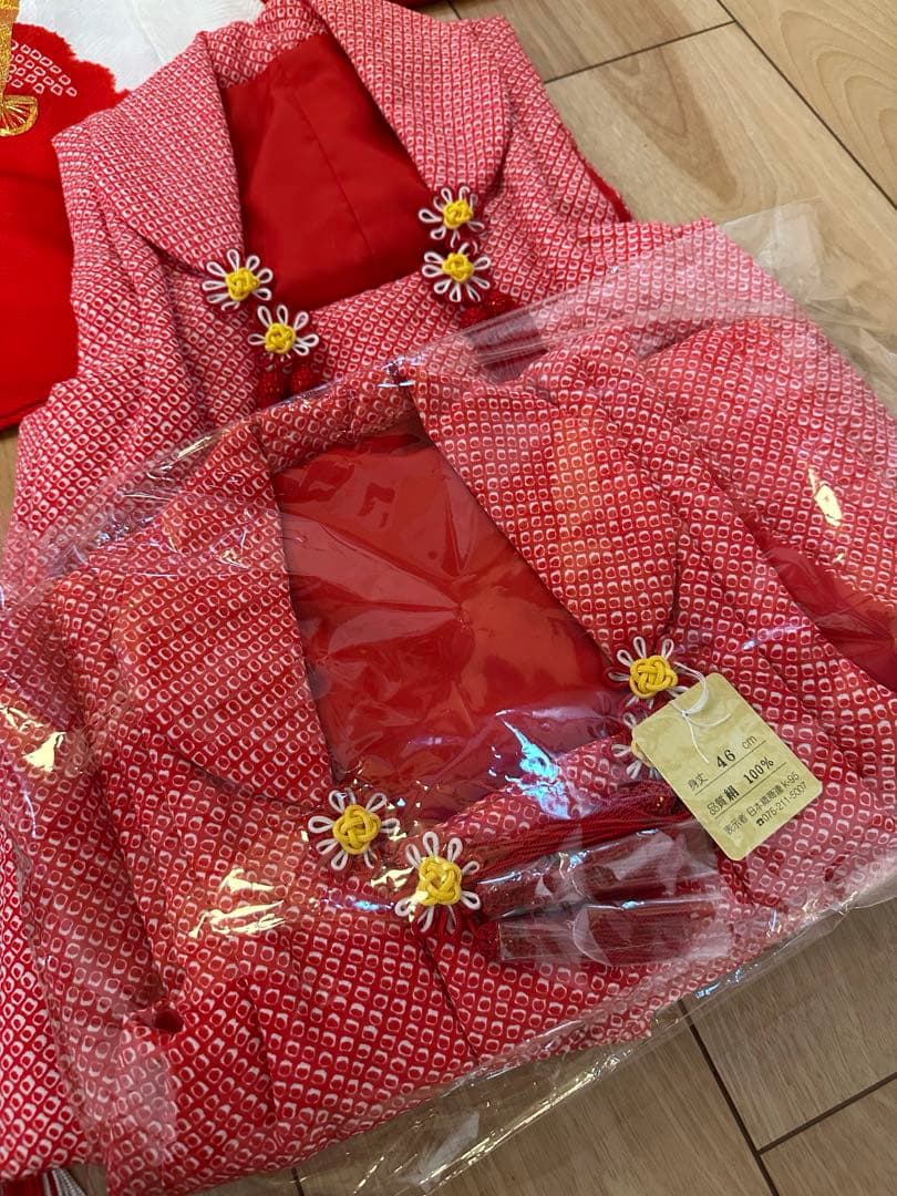 七五三 着物フルセット 正絹　刺繍　赤　被布　3才　女の子
