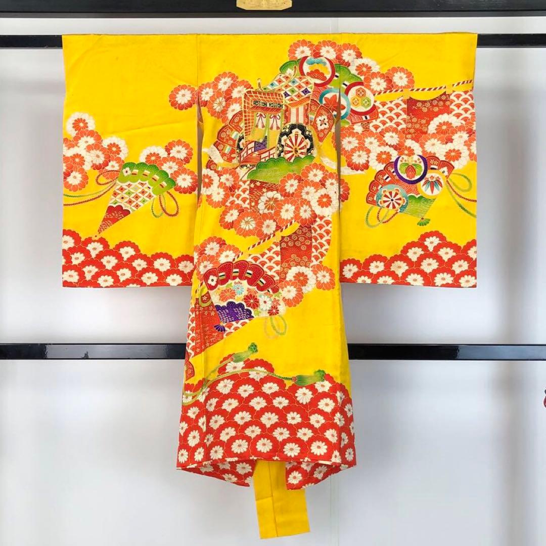 子供着物 七五三 3歳 御所車 花模様 金駒刺繍 CK-7323 CK-7377