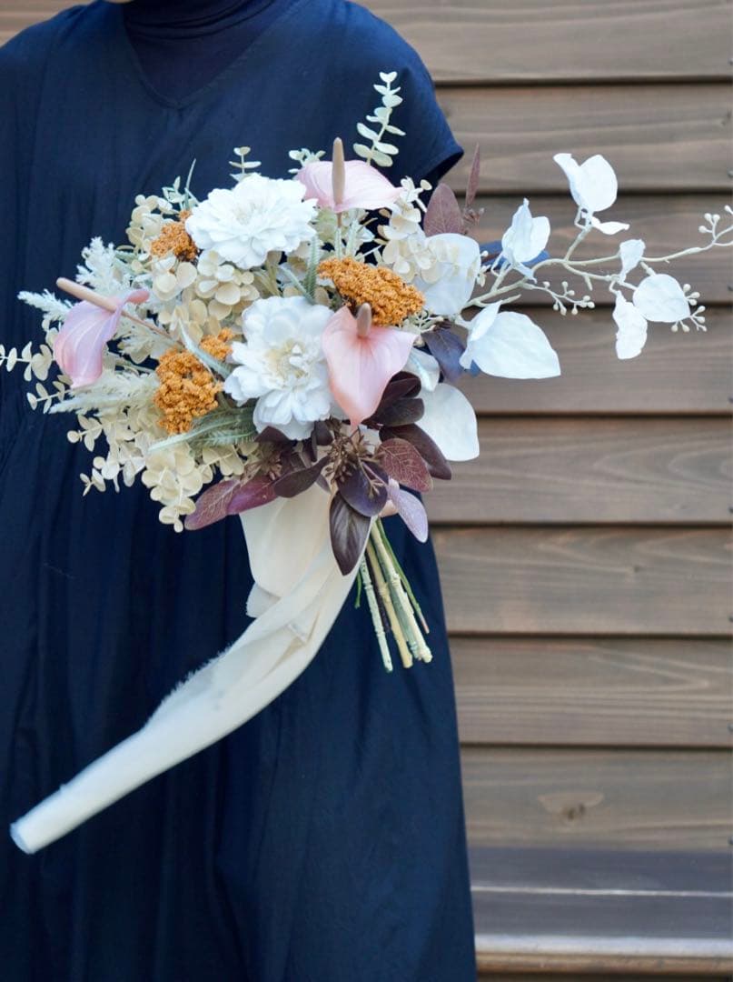 ✿ベージュ系ニュアンスカラーブーケ（造花ブーケ）　未使用品