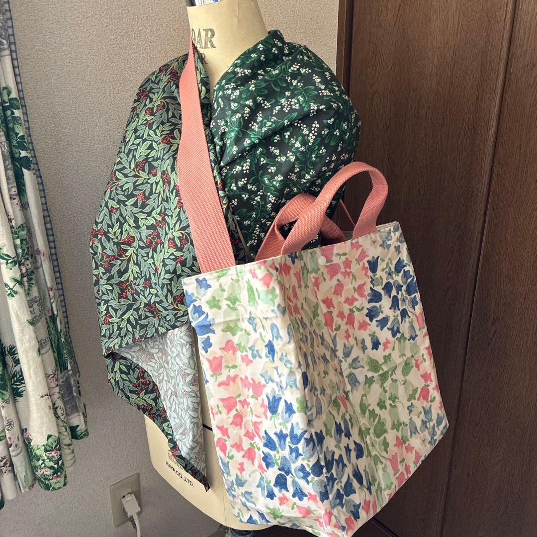 キャンバスラミネート✖︎キルト生地のバッグ見本