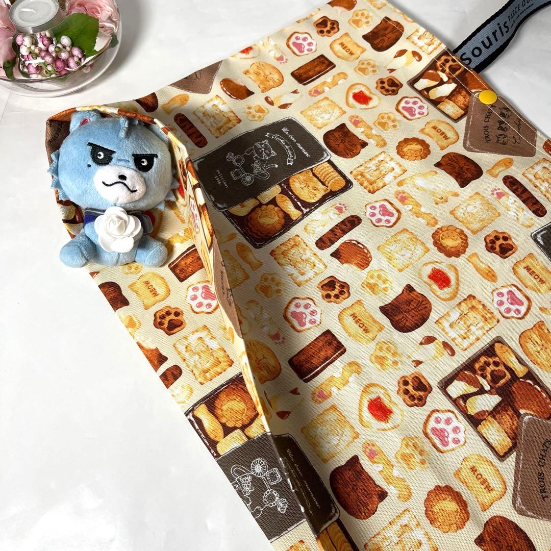 秀　エコバッグ　オリーブ柄&猫のクッキー缶柄　2点 ハンドメイド