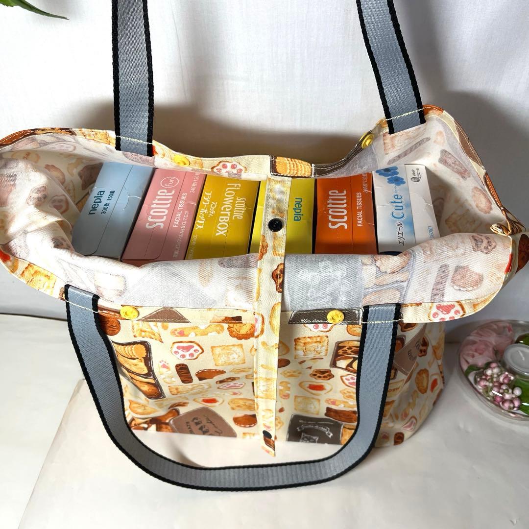 秀　エコバッグ　オリーブ柄&猫のクッキー缶柄　2点 ハンドメイド