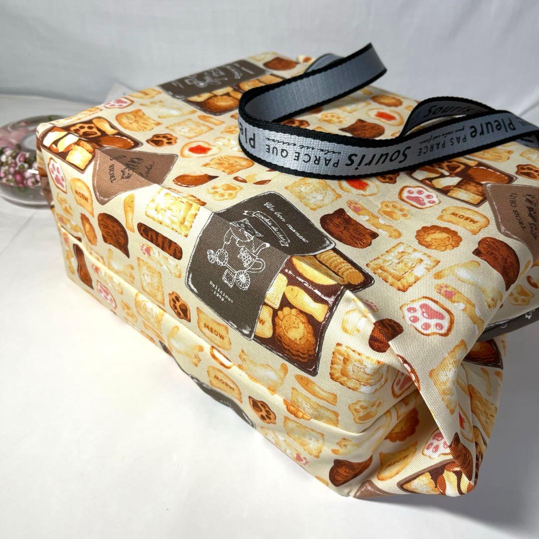 秀　エコバッグ　オリーブ柄&猫のクッキー缶柄　2点 ハンドメイド