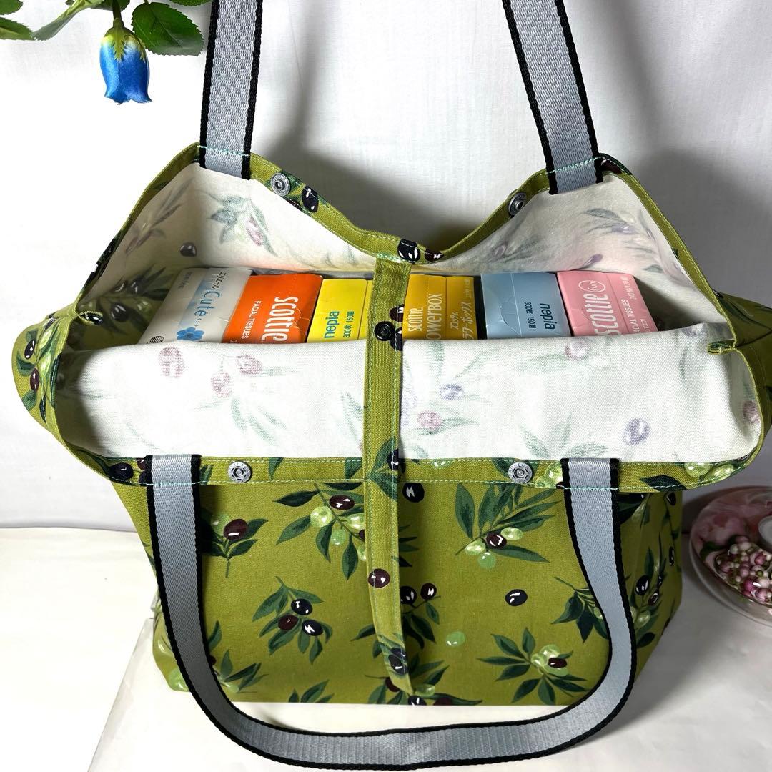 秀　エコバッグ　オリーブ柄&猫のクッキー缶柄　2点 ハンドメイド