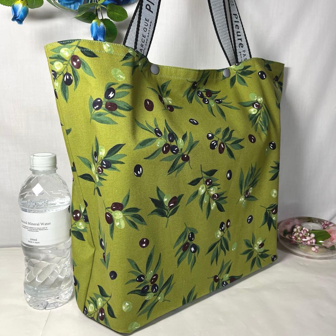 秀　エコバッグ　オリーブ柄&猫のクッキー缶柄　2点 ハンドメイド