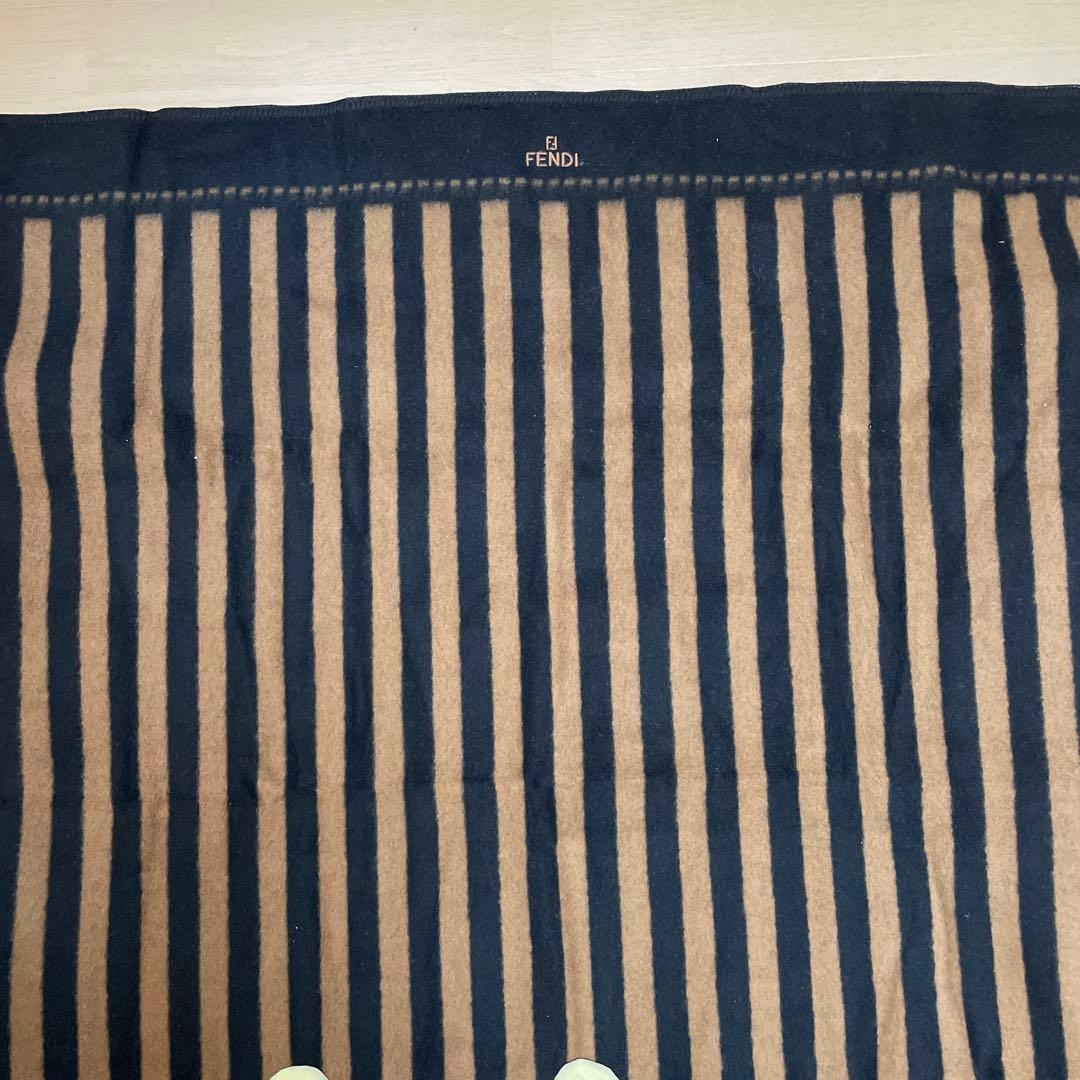 FENDI フェンディ 毛布 ストライプ ブラウン✖️ブラック ウール