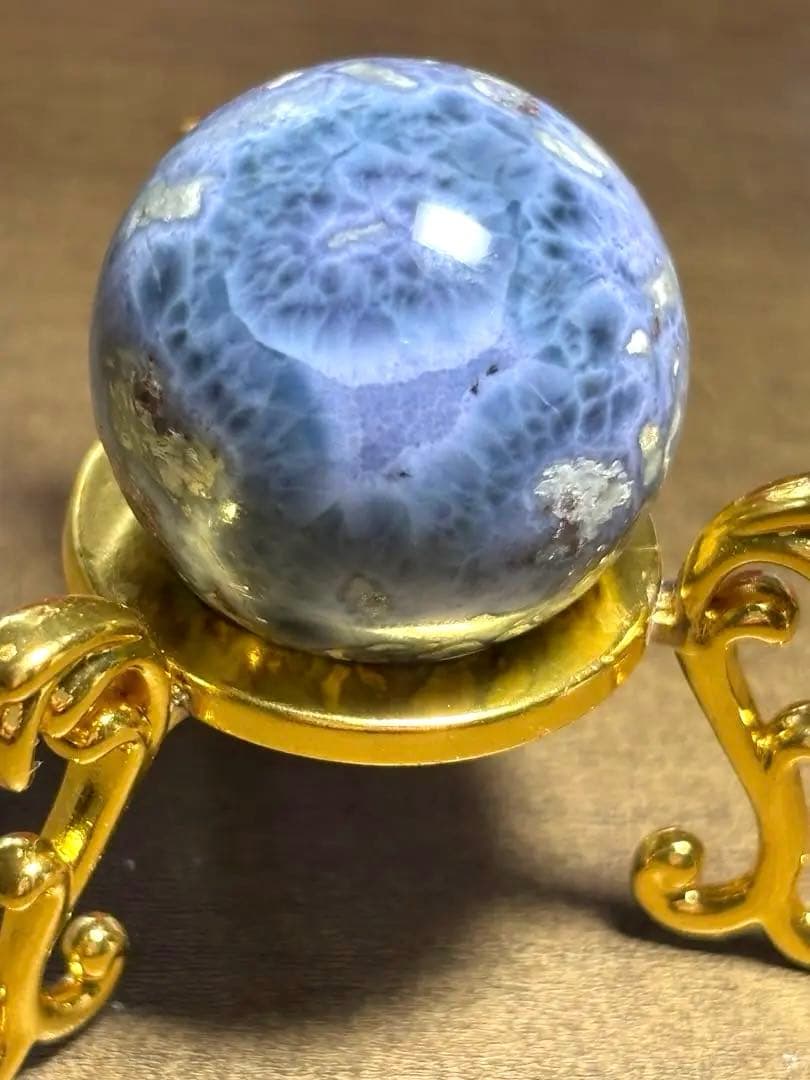 【新入荷】希少　パープルラリマースフィア母岩付き（新品未使用）28.4㎜パープル