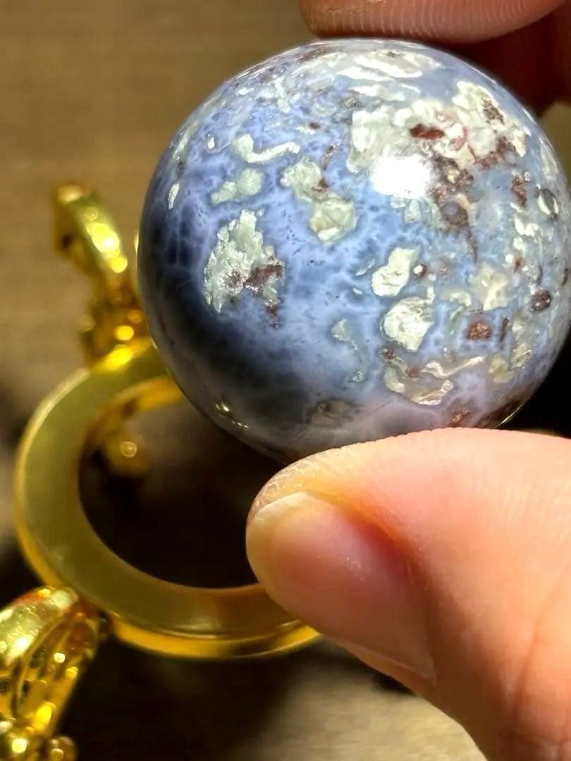 【新入荷】希少　パープルラリマースフィア母岩付き（新品未使用）28.4㎜パープル