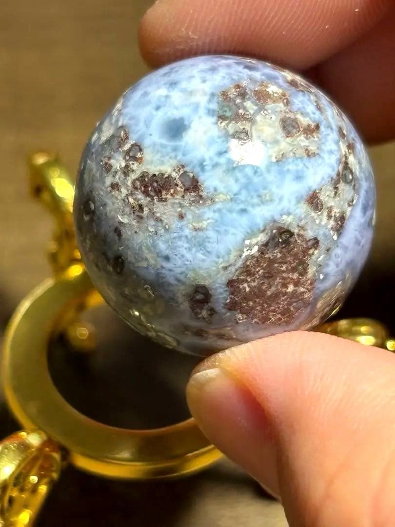 【新入荷】希少　パープルラリマースフィア母岩付き（新品未使用）28.4㎜パープル