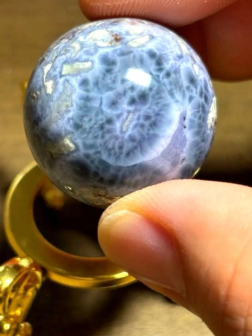 【新入荷】希少　パープルラリマースフィア母岩付き（新品未使用）28.4㎜パープル
