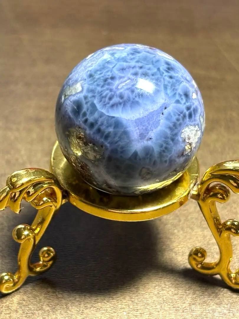 【新入荷】希少　パープルラリマースフィア母岩付き（新品未使用）28.4㎜パープル