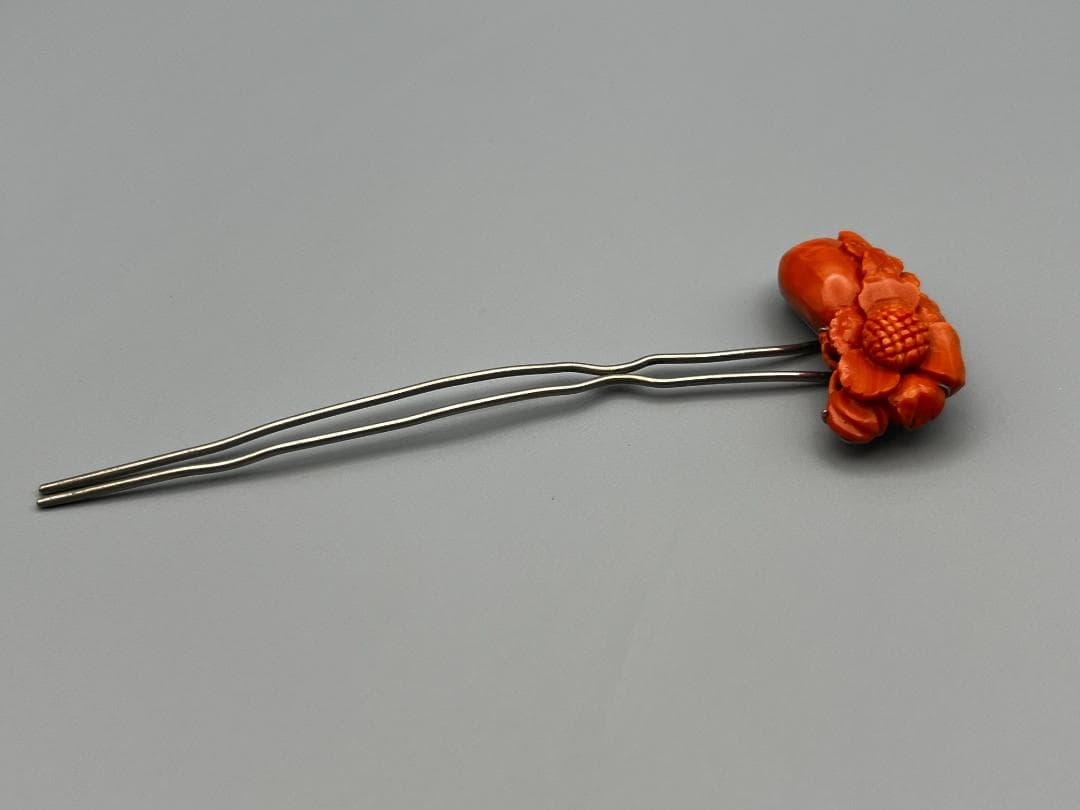 【海】本珊瑚　赤珊瑚　かんざし　簪　重量約１２．５ｇ