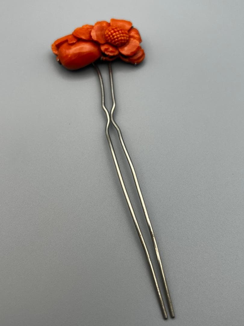 【海】本珊瑚　赤珊瑚　かんざし　簪　重量約１２．５ｇ