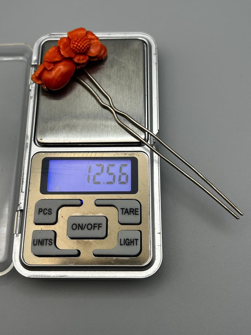 【海】本珊瑚　赤珊瑚　かんざし　簪　重量約１２．５ｇ