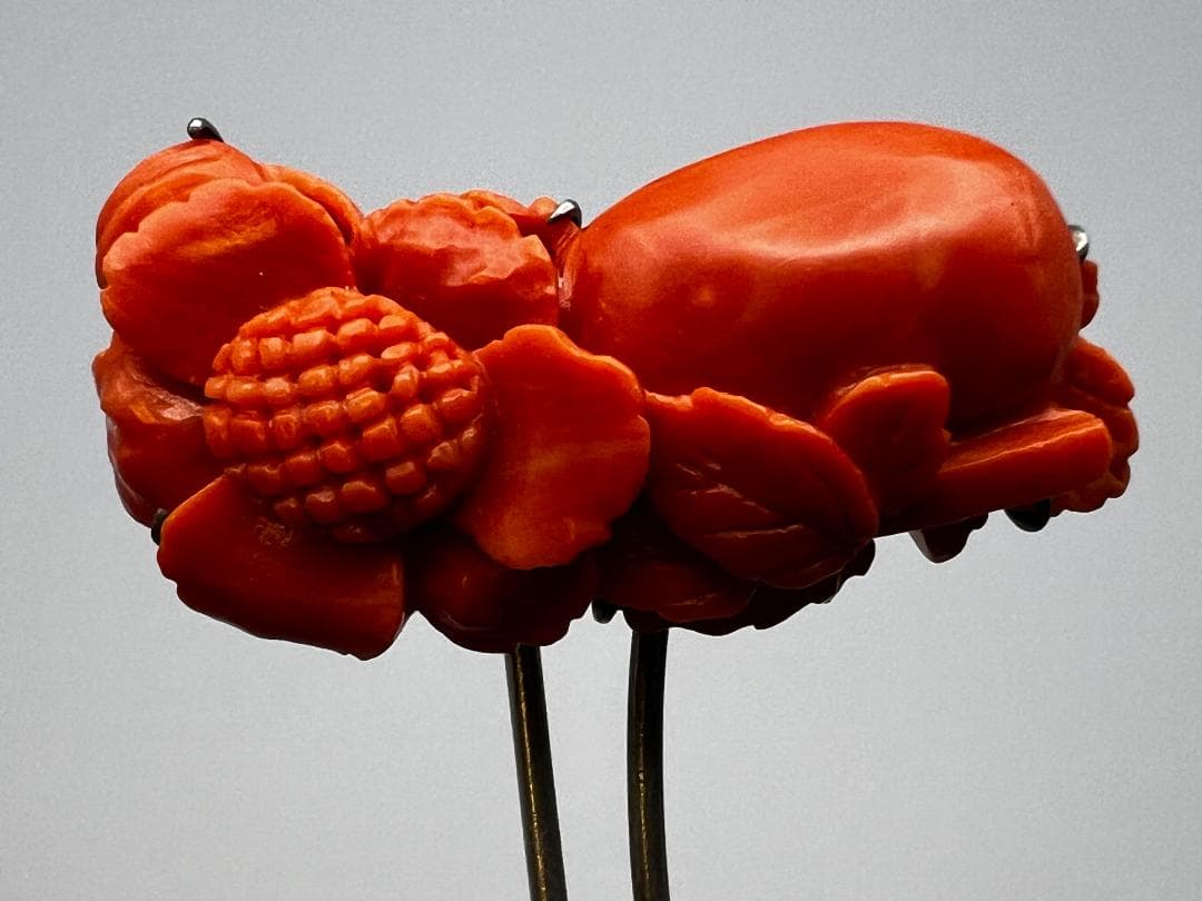 【海】本珊瑚　赤珊瑚　かんざし　簪　重量約１２．５ｇ