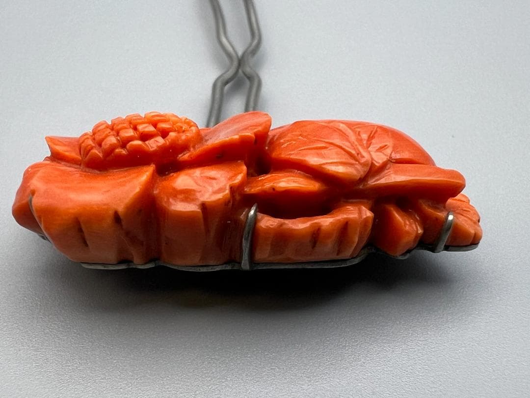 【海】本珊瑚　赤珊瑚　かんざし　簪　重量約１２．５ｇ