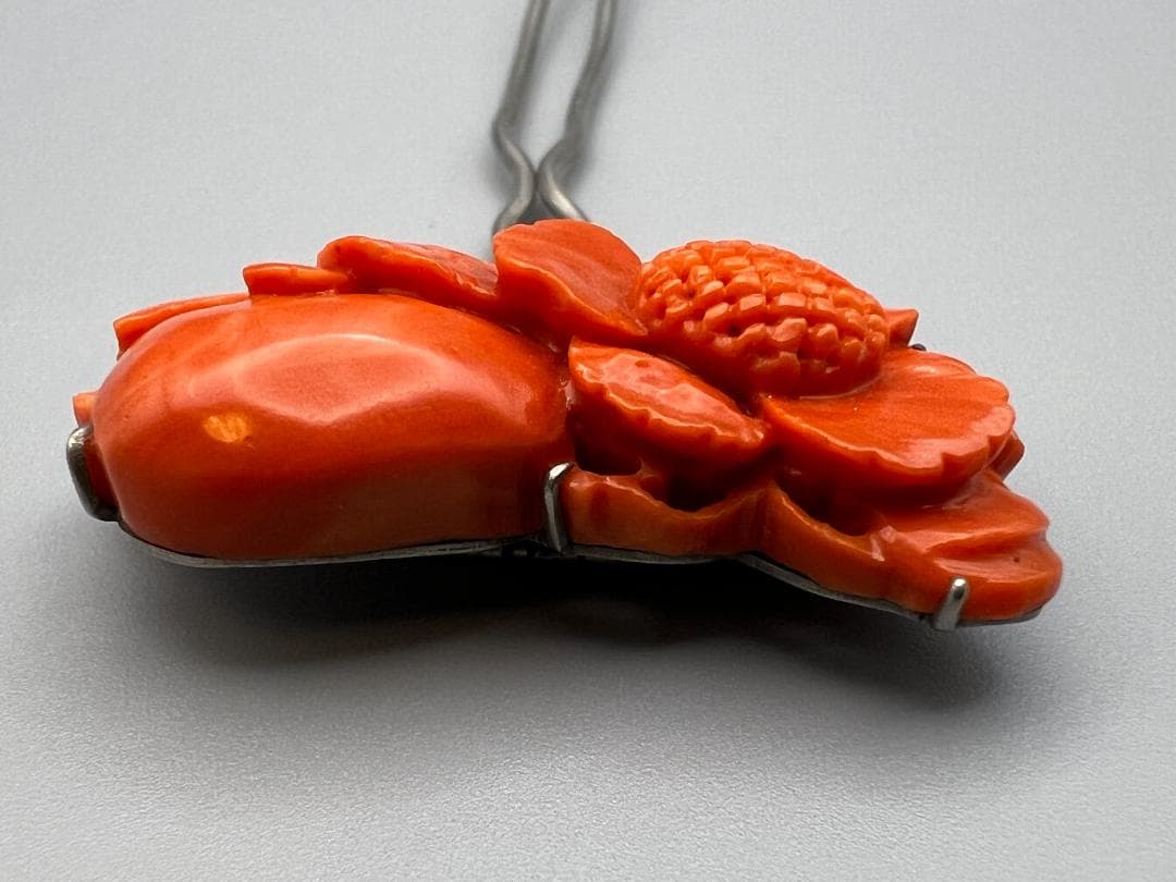 【海】本珊瑚　赤珊瑚　かんざし　簪　重量約１２．５ｇ