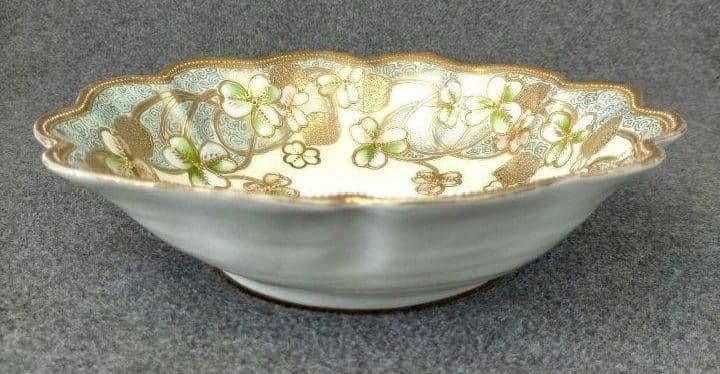 美品★オールドノリタケ クローバー柄金盛りビクトリアン ボウル